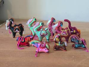 Lot of (10) Chinese Oriental Fabric Artistic Animal Miniature Figurines
