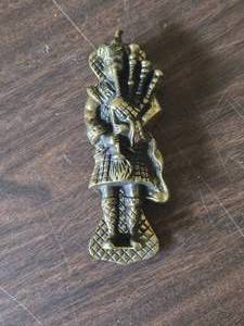 Vintage Brass Door Knocker Bagpipe Player