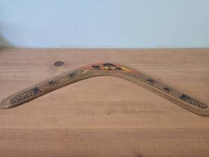 Handpainted Boomerand - Australian Outback Kangaroo Scene