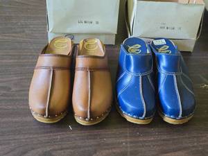 Lot of (2 Pair) Cedar SKO Wooden Shoes  Clogs