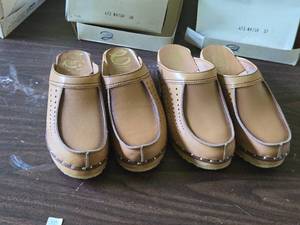 Lot of (2 Pair) Cedar SKO Wooden Shoes  Clogs