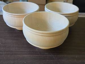 Lot of (3) Wooden Pedestal Bowls