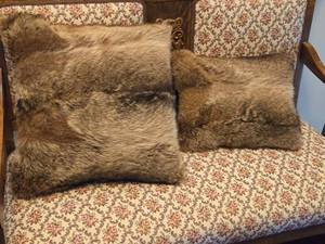 Lot of (2) Fur Throw Pillows