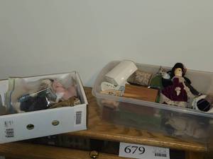 Lot of (2 Totes) Dollhouse Miniatures