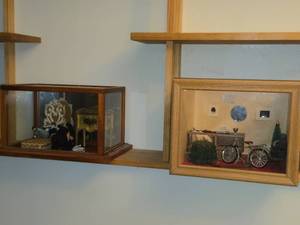 Lot of (2) Miniature Display Cases with Assorted Dollhouse Miniatures