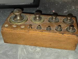 Vintage French Brass Scale Weight Set