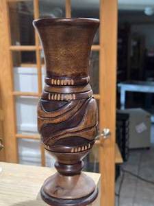 Handcarved Wooden Vase