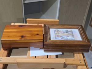 Lot of (2) Flip-Top Wood Storage Boxes