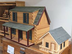 Lot of (2) Log Cabin Dollhouse Miniatures