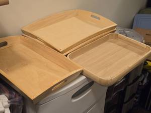 Lot of (4) Wood Serving Trays