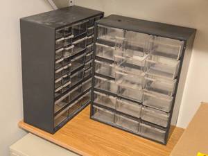 Lot of (2) Plastic Parts Organizer Cabinets