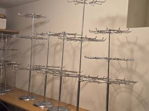 Lot of (5) Chrome Rotating Countertop Spinner Displays with Adjustable Tiers