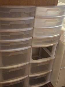 Lot of (2) 7-Drawer Plastic Storage Cabinets