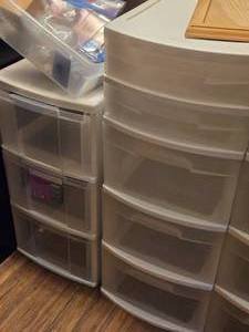 Lot of (2) Plastic Storage Cabinets - 3-drawer and 5-drawer
