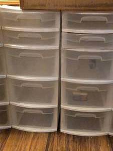 Lot of (2) 5-Drawer Plastic Storage Cabinets