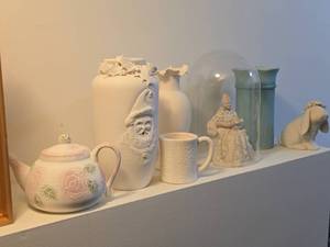 Lot of (7) Ceramic Figures, Vases, Tea Pot, Mug