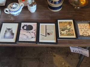Lot of (5) Cat themed Art Work