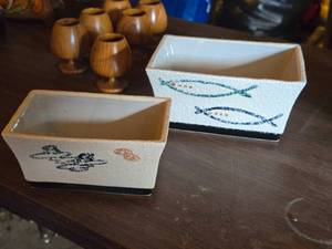 Lot of (2) Ceramic Bansia Tree Planters (Napco in Japan)