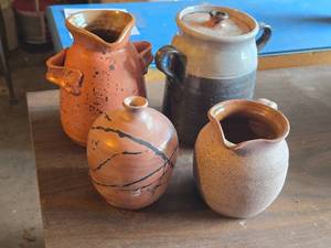 Lot of (4) Handcrafted Ceramic Pottery (Signed on Bottom)