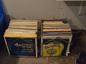 Lot of (2 Crates) Vinyl Record Albums in Sleeves