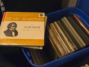 Lot of (1 Tote) Vinyl Record Albums in Sleeves