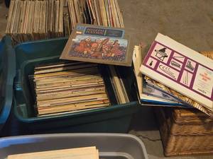 Lot of (1 Tote) Vinyl Record Albums in Sleeves
