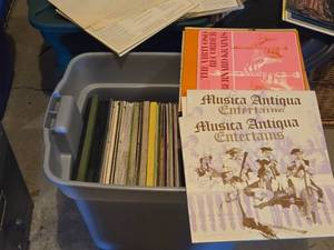 Lot of (1 Tote) Vinyl Record Albums in Sleeves