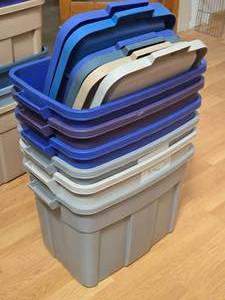 Lot of (6) Tote Bin with Lid