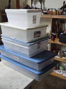 Lot of (7) Tote Bin with Lid