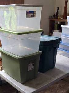 Lot of (5) Tote Bin with Lid