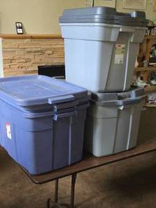 Lot of (5) Tote Bin with Lid