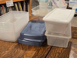 Lot of (8) Tote Bin with Lid