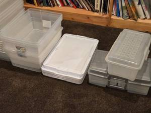 Lot of (7) Tote Bin with Lid