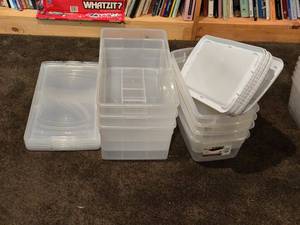 Lot of (7) Tote Bin with Lid
