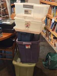 Lot of (6) Tote Bin with Lid
