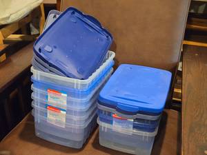 Lot of (8) Tote Bin with Lid