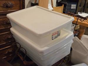Lot of (4) Tote Bin with Lid