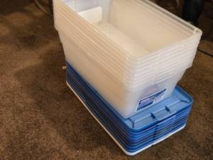 Lot of (9) Tote Bin with Lid