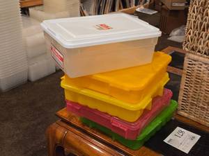 Lot of (5) Tote Bin with Lid