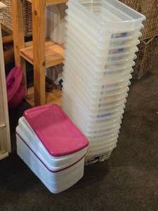Lot of (10) Tote Bin with Lid