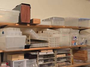 Lot of (3 Shelves) Plastic Storage Bins