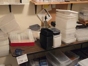 Lot of (1 Table) Plastic Storage Bins