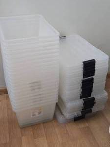 Lot of (5) Tote Bin with Lid