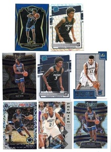 Lot Of 8 Minnesota Timberwolves Basketball Cards Including 2019-20 Panini Hoops Premium Stocks Naz Reid Rookie Card, 1995-96 Upper Deck SP #159 Kevin Garnett Rookie Card, and More