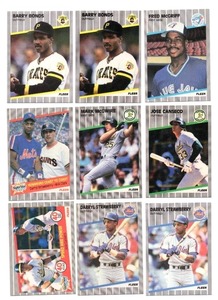 Lot Of 9 Vintage Baseball Cards Including 1989 Fleer Barry Bonds #202, 1989 Fleer Darryl Strawberry #49, and More