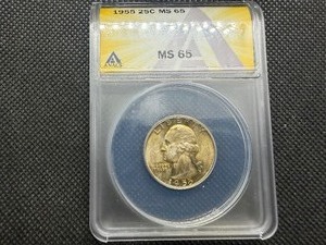1955 Silver Washington Quarter ANACS MS65