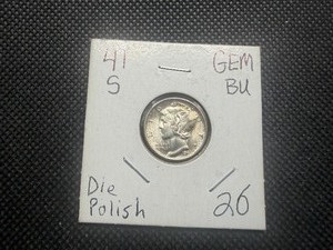 1941 S Silver Mercury Dime Marked Gem BU When Purchased