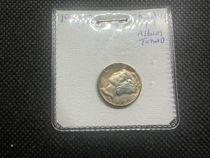 1945 D Silver Mercury Dime Marked CHBU and Album Toned When Purchased