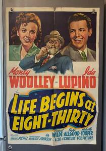Vintage Life Begins at Eight-Thirty Unframed Poster - Monty Woolley & Ida Lupino