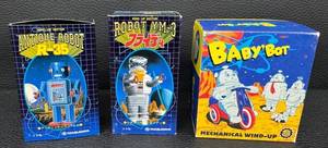 Wind-Up Robots Masudaya R-35, Robot YM-3 & BabyBot (Lot of 3)
